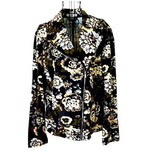 Isaac Mizrahi floral Moto jacket. Women's size large.